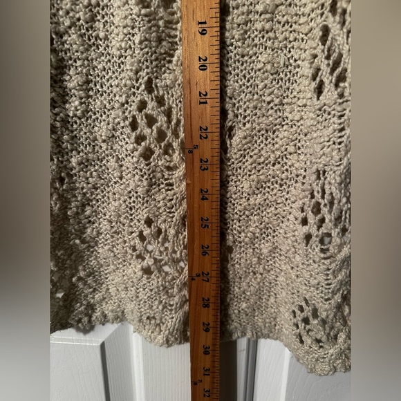 KNITTED & KNOTTED Anthropologie LG Ivory Boucle Delicate Open Knit Sweater Scoop - Picture 11 of 14